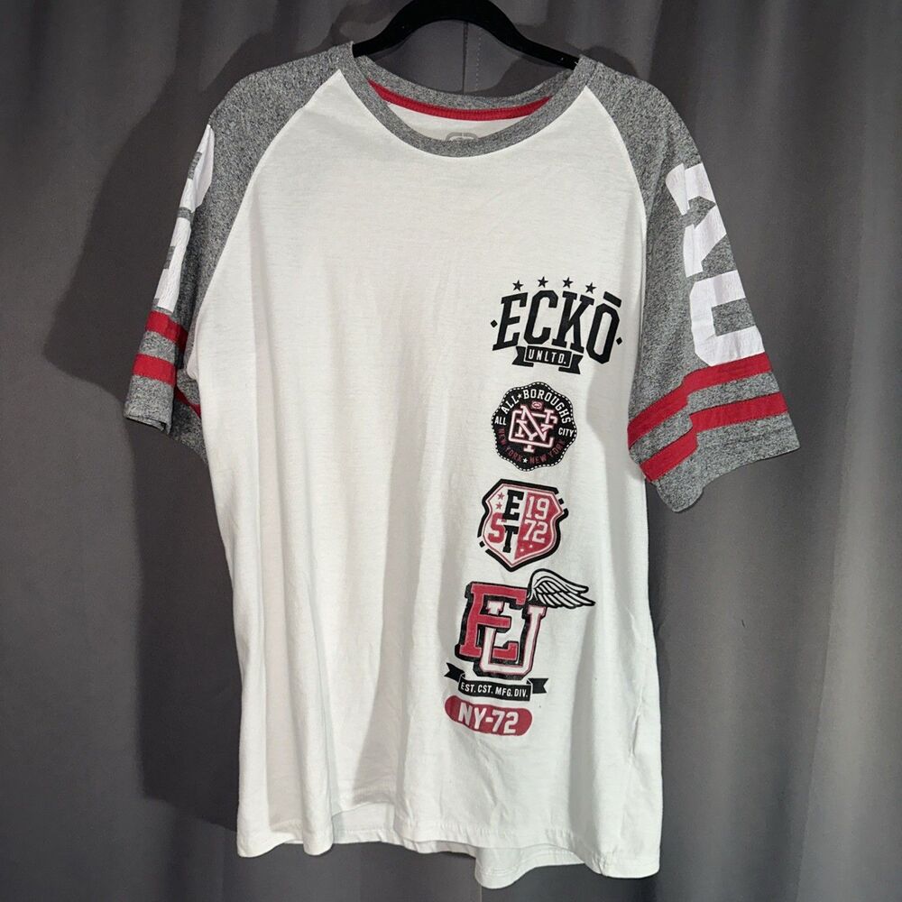 Ecko Unlimited Menโs Short Sleeve Striped T-Shirt Size 2XL Y2K Skater